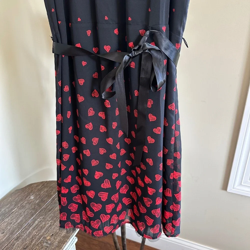 Disney D-Signed Queen of Hearts Black Red Sleeveless Ribbon Dress Kids‎ L 14 16